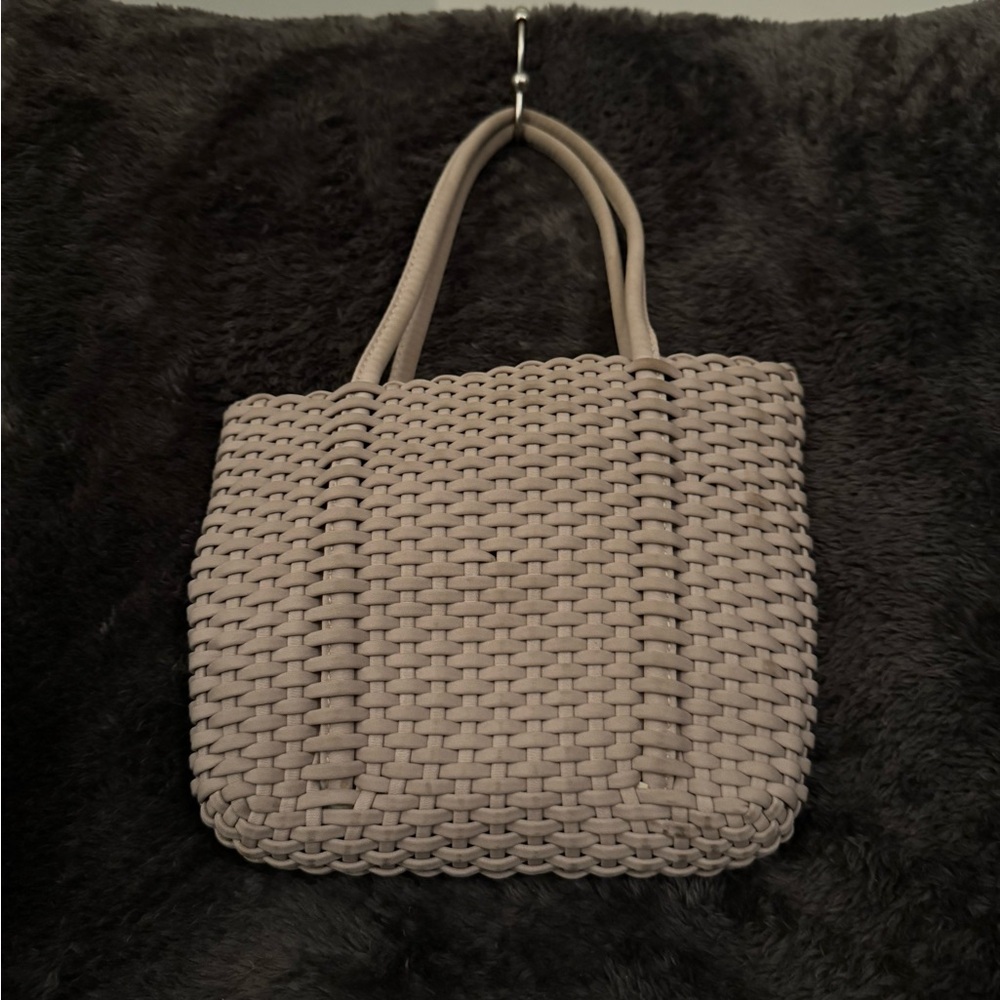 Elegant Tan Woven Tote Bag